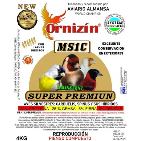 MS1C Super Premium (Fauna y Silvestres) Ornizin